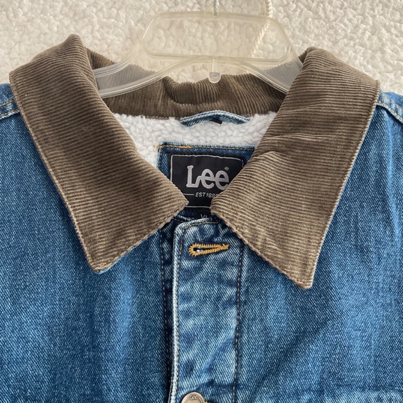 Lee Blue Denim Men’s XL Jacket NWT W/ Brown Corduroy Collar & Fleece Lining - Picture 4 of 16